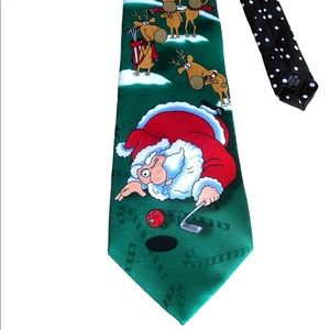 Santa Clause Golf Tie Christmas Neck Tie Snow Reindeers